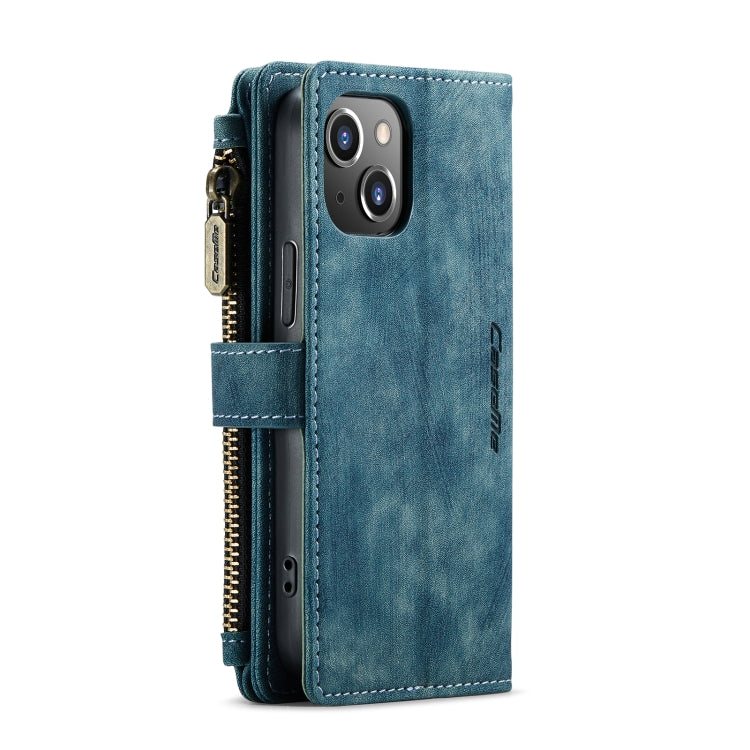 For iPhone 13 mini CaseMe-C30 PU + TPU Multifunctional Horizontal Flip Leather Case with Holder & Card Slot & Wallet & Zipper Pocket (Blue) - free shipping - PMC Jewellery - Order now!