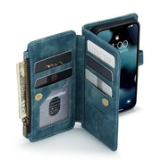For iPhone 13 mini CaseMe-C30 PU + TPU Multifunctional Horizontal Flip Leather Case with Holder & Card Slot & Wallet & Zipper Pocket (Blue)