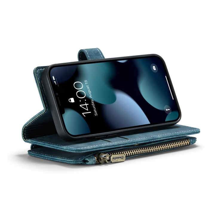 For iPhone 13 mini CaseMe-C30 PU + TPU Multifunctional Horizontal Flip Leather Case with Holder & Card Slot & Wallet & Zipper Pocket (Blue) - free shipping - PMC Jewellery - Order now!