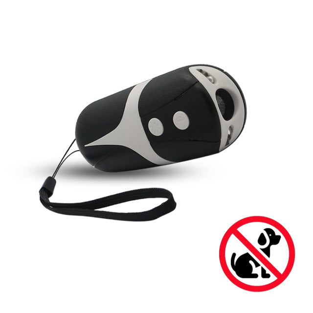 RC-534 Handheld Portable Ultrasonic Dog Repeller with LED Lights(Black + White)