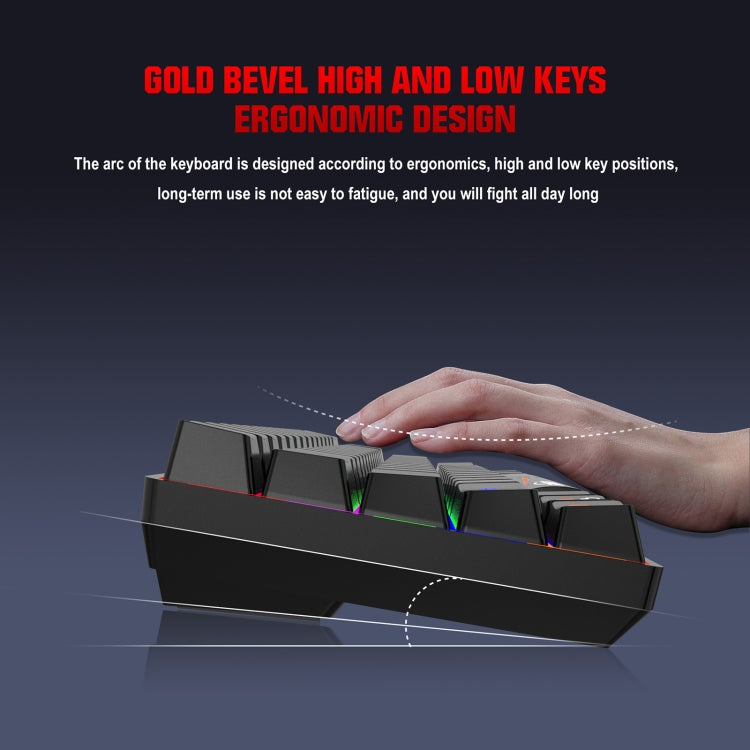 HXSJ L800 61 Keys Bluetooth 5.0 / 2.4G Wireless / Type-C Wired Three Modes Blue Shaft Mechanical Keyboard(Black)