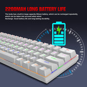 HXSJ L800 61 Keys Bluetooth 5.0 / 2.4G Wireless / Type-C Wired Three Modes Blue Shaft Mechanical Keyboard(White)