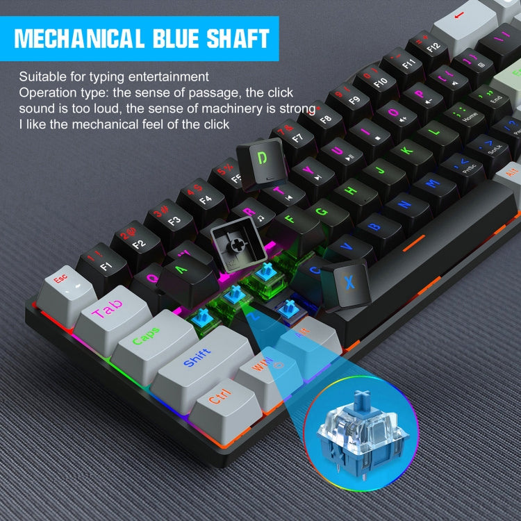 HXSJ V800 68 Keys Type-C Wired Cool Backlight Mechanical Keyboard(Blue Shaft) - free shipping - PMC Jewellery - Order now!