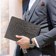 For Huawei MediaPad M5 lite Tree & Deer Pattern Pressed Printing Horizontal Flip PU Leather Case with Holder & Card Slots(Grey)