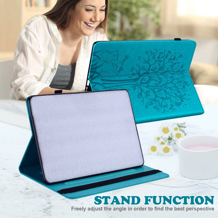 For Huawei MediaPad T5 Tree & Deer Pattern Pressed Printing Horizontal Flip PU Leather Case with Holder & Card Slots(Blue) - Huawei by PMC TechLife | Online Shopping South Africa | PMC TechLife | Buy Now Pay Later Mobicred