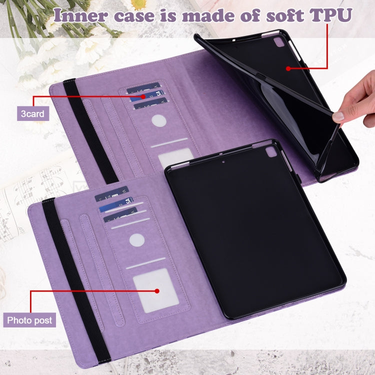 For Lenovo Tab M10 HD Gen 2 Tree & Deer Pattern Pressed Printing Horizontal Flip PU Leather Case with Holder & Card Slots(Purple) - Lenovo by PMC TechLife | Online Shopping South Africa | PMC TechLife | Buy Now Pay Later Mobicred