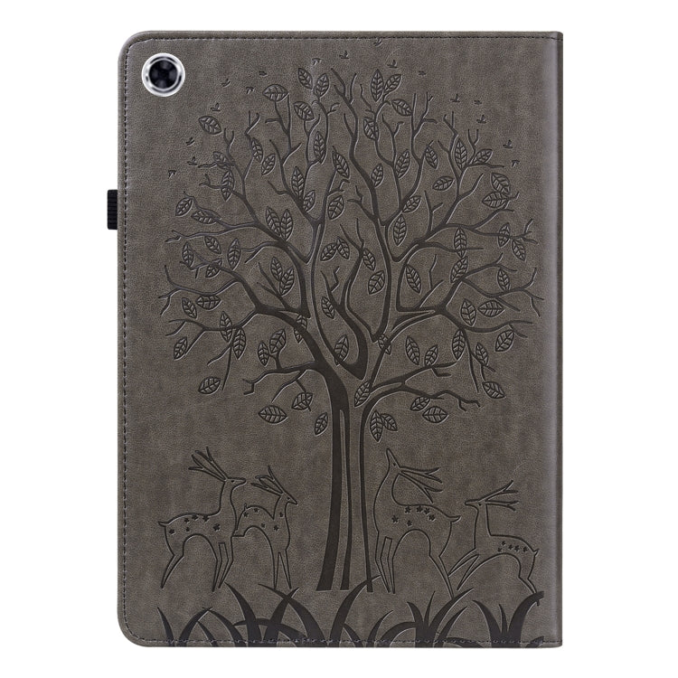 For Lenovo Tab M10 HD Gen 2 Tree & Deer Pattern Pressed Printing Horizontal Flip PU Leather Case with Holder & Card Slots(Pink)