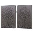 For Amazon Kindle Fire HD 10 / 10 Plus 2021 Tree & Deer Pattern Pressed Printing Horizontal Flip PU Leather Case with Holder & Card Slots(Grey) - Amazon by PMC TechLife | Online Shopping South Africa | PMC TechLife | Buy Now Pay Later Mobicred