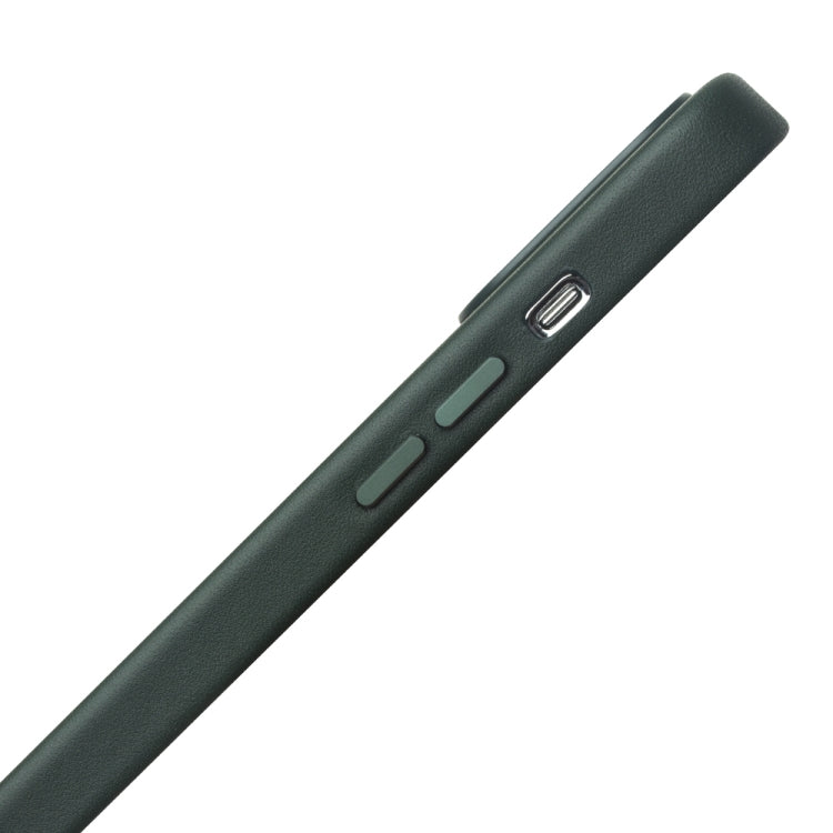 For iPhone 13 QIALINO Nappa Cowhide MagSafe Magnetic Protective Case(Dark Green)