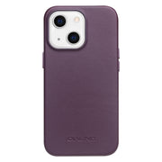 For iPhone 13 QIALINO Nappa Cowhide MagSafe Magnetic Protective Case(Purple Crystal)