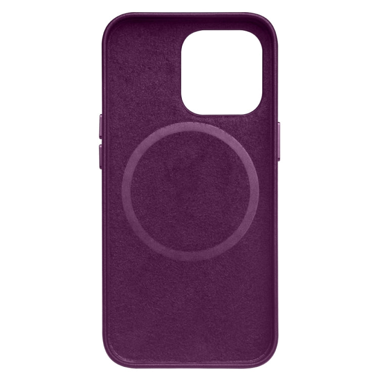 For iPhone 13 QIALINO Nappa Cowhide MagSafe Magnetic Protective Case(Purple Crystal)