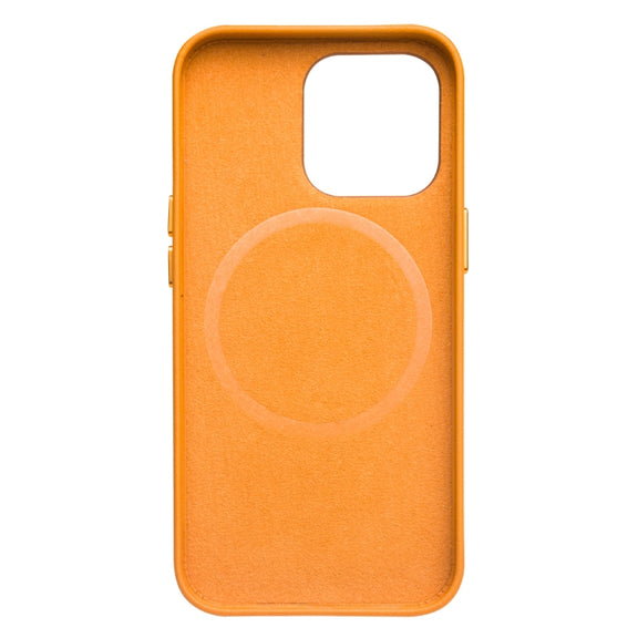 For iPhone 13 Pro Max QIALINO Nappa Cowhide MagSafe Magnetic Protective Case (Orange)