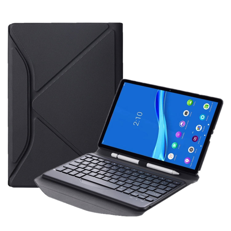 BM10 Diamond Texture Detachable Bluetooth Keyboard Leather Tablet Case with Pen Slot & Triangular Back Support For Lenovo Smart Tab M10 HPD Plus TB-X606F 10.3 inch(Black) - Lenovo Keyboard by PMC TechLife | Online Shopping South Africa | PMC TechLife