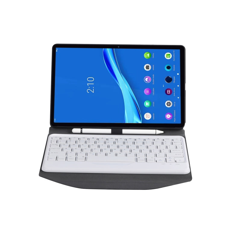 BM10 Diamond Texture Detachable Bluetooth Keyboard Leather Tablet Case with Pen Slot & Triangular Back Support For Lenovo Smart Tab M10 HPD Plus TB-X606F 10.3 inch(Black White)