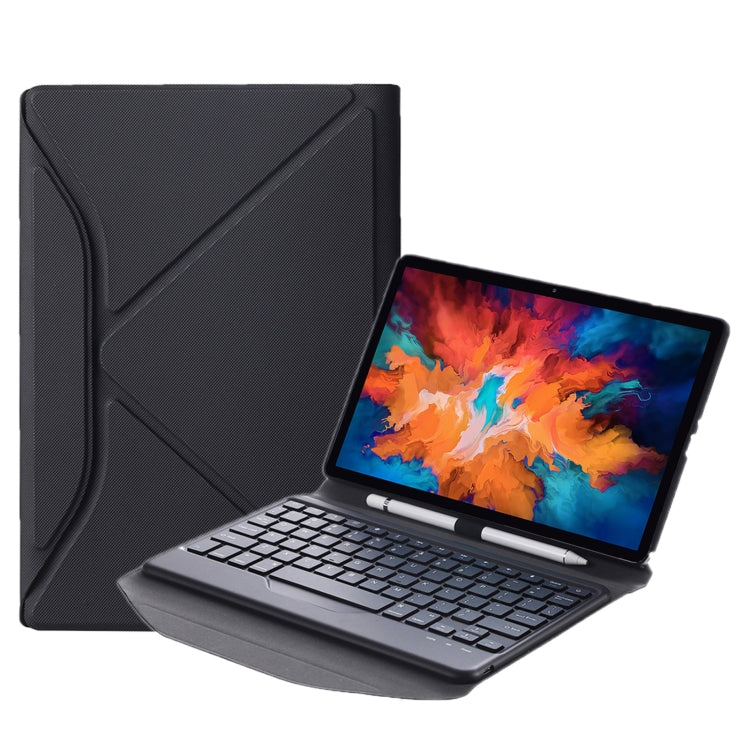 BM13 Diamond Texture Detachable Bluetooth Keyboard Leather Tablet Case with Pen Slot & Triangular Back Support For Lenovo Pad Pro 11.5 inch 2021 TB-J716F / Tab P11 Pro 11.5 inch TB-J706F(Black) - Lenovo Keyboard by PMC TechLife | Online Shopping South Africa | PMC TechLife