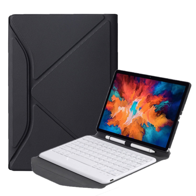 BM13 Diamond Texture Detachable Bluetooth Keyboard Leather Tablet Case with Pen Slot & Triangular Back Support For Lenovo Pad Pro 11.5 inch 2021 TB-J716F / Tab P11 Pro 11.5 inch TB-J706F(Black White) - Lenovo Keyboard by PMC TechLife | Online Shopping South Africa | PMC TechLife