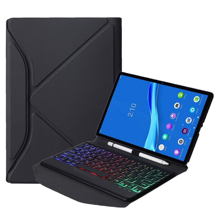 BM10S Backlight Edition Diamond Texture Detachable Bluetooth Keyboard Leather Tablet Case with Pen Slot & Triangular Back Support For Lenovo Smart Tab M10 HPD Plus TB-X606F 10.3 inch(Black) - free shipping - PMC TechLife - Order now!