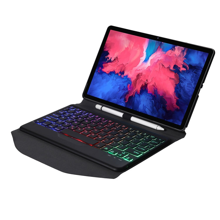 BM12S Backlight Edition Diamond Texture Detachable Bluetooth Keyboard Leather Tablet Case with Pen Slot & Triangular Back Support For Lenovo Pad Plus 11 inch TB-J607F / Tab P11 11 inch TB-J606F(Black) - free shipping - PMC TechLife - Order now!