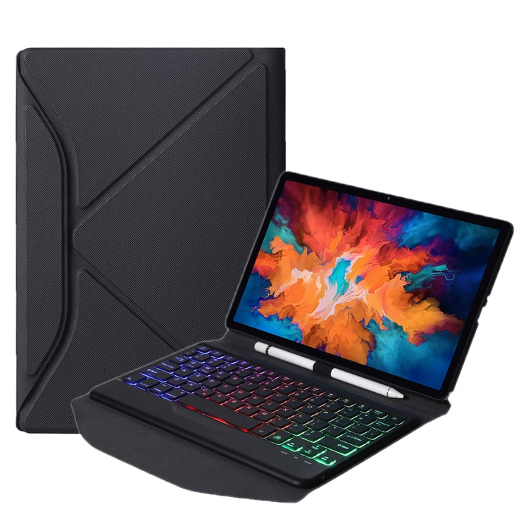 BM13S Backlight Edition Diamond Texture Detachable Bluetooth Keyboard Leather Tablet Case with Pen Slot & Triangular Back Support For Lenovo Pad Pro 11.5 inch 2021 TB-J716F / Tab P11 Pro 11.5 inch TB-J706F(Black) - Lenovo Keyboard by PMC TechLife | Online Shopping South Africa | PMC TechLife