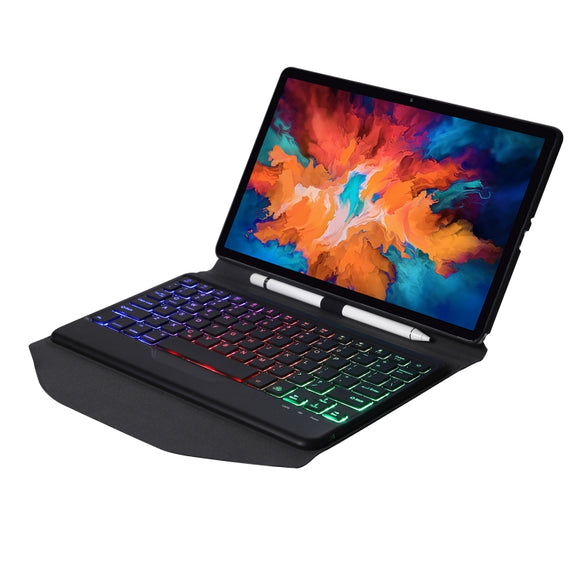 BM13S Backlight Edition Diamond Texture Detachable Bluetooth Keyboard Leather Tablet Case with Pen Slot & Triangular Back Support For Lenovo Pad Pro 11.5 inch 2021 TB-J716F / Tab P11 Pro 11.5 inch TB-J706F(Black)