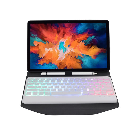 BM13S Backlight Edition Diamond Texture Detachable Bluetooth Keyboard Leather Tablet Case with Pen Slot & Triangular Back Support For Lenovo Pad Pro 11.5 inch 2021 TB-J716F / Tab P11 Pro 11.5 inch TB-J706F(Black White)
