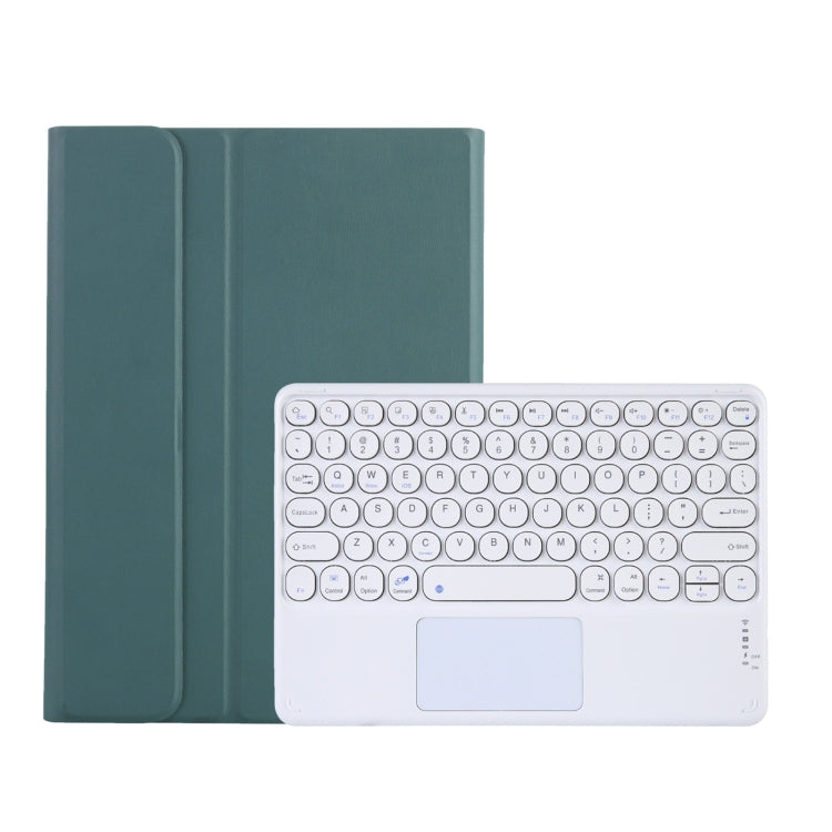 Y0N5-A TPU Tablet Case Lambskin Texture Round Keycap Bluetooth Keyboard Leather Tablet Case with Holder & Touchpad For Xiaomi Pad 5 / 5 Pro(Dark Green) - Xiaomi Keyboard by PMC TechLife | Online Shopping South Africa | PMC TechLife | Buy Now Pay Later Mobicred