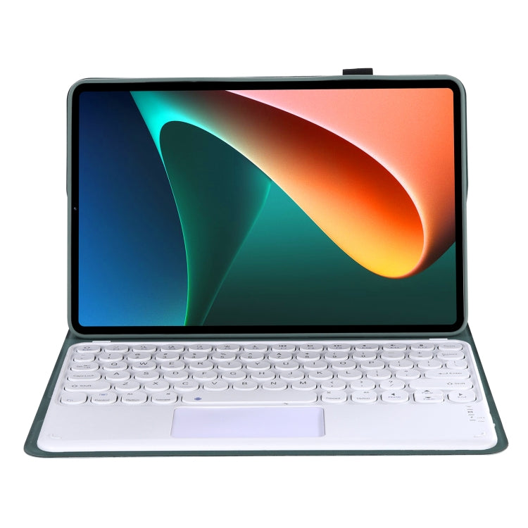 Y0N5-A TPU Tablet Case Lambskin Texture Round Keycap Bluetooth Keyboard Leather Tablet Case with Holder & Touchpad For Xiaomi Pad 5 / 5 Pro(Dark Green) - Xiaomi Keyboard by PMC TechLife | Online Shopping South Africa | PMC TechLife | Buy Now Pay Later Mobicred