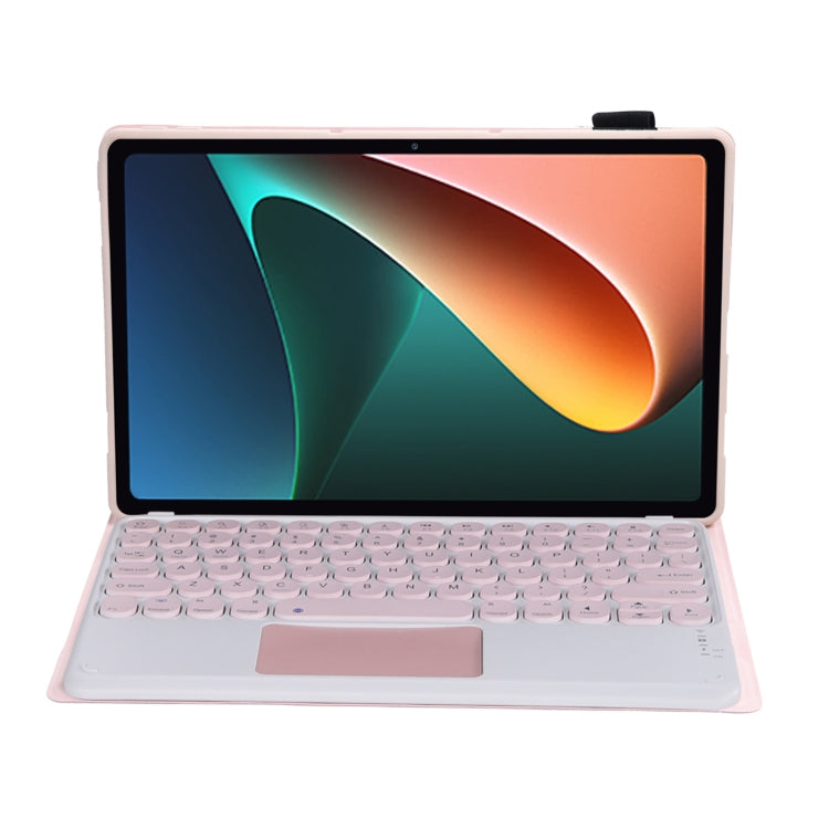 Y0N5-A TPU Tablet Case Lambskin Texture Round Keycap Bluetooth Keyboard Leather Tablet Case with Holder & Touchpad For Xiaomi Pad 5 / 5 Pro(Pink + Pink) - Others Keyboard by PMC TechLife | Online Shopping South Africa | PMC TechLife
