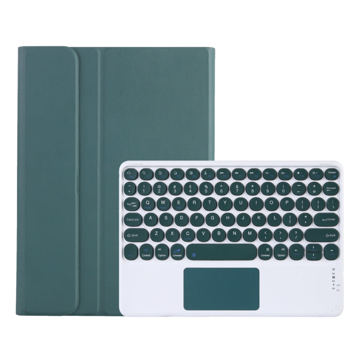 Y0N5-A TPU Tablet Case Lambskin Texture Round Keycap Bluetooth Keyboard Leather Tablet Case with Holder & Touchpad For Xiaomi Pad 5 / 5 Pro(Dark Green + Dark Green) - Others Keyboard by PMC TechLife | Online Shopping South Africa | PMC TechLife