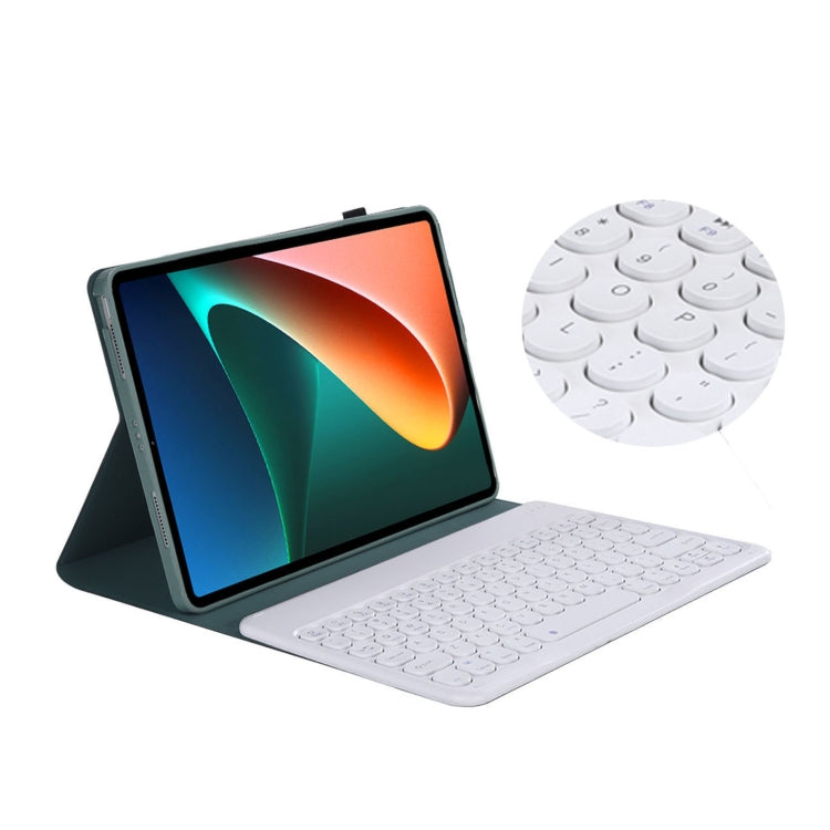 Y0N5 TPU Tablet Case Lambskin Texture Round Keycap Bluetooth Keyboard Leather Tablet Case with Holder For Xiaomi Pad 5 / 5 Pro(Dark Green) - free shipping - PMC TechLife - Order now!