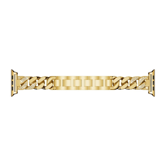 For Apple Watch Series 9&8&7 41mm / SE 3&SE 2&6&SE&5&4 40mm / 3&2&1 38mm Single Row Denim Diamond Alloy Watch Band(Gold)
