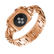 For Apple Watch Series 9&8&7 41mm / SE 3&SE 2&6&SE&5&4 40mm / 3&2&1 38mm Single Row Denim Diamond Alloy Watch Band(Rose Gold)