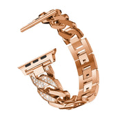 For Apple Watch Series 9&8&7 41mm / SE 3&SE 2&6&SE&5&4 40mm / 3&2&1 38mm Single Row Denim Diamond Alloy Watch Band(Rose Gold)