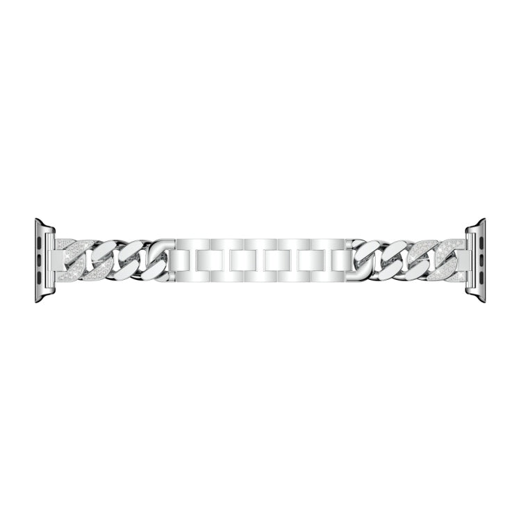 For Apple Watch Series 9&8&7 41mm / SE 3&SE 2&6&SE&5&4 40mm / 3&2&1 38mm Single Row Denim Diamond Alloy Watch Band(Silver)