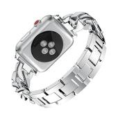 For Apple Watch Series 8&7 45mm / SE 2&6&SE&5&4 44mm / 3&2&1 42mm Single Row Denim Diamond Alloy Watch Band(Silver)