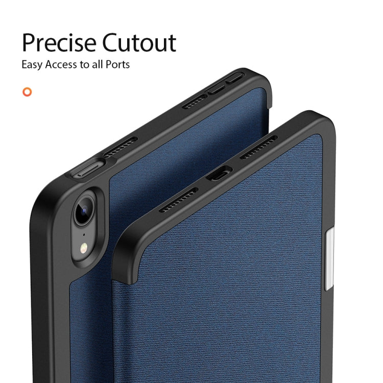 For iPad mini 7 / mini 6 DUX DUCIS Domo Series Horizontal Flip Magnetic TPU + PU Leather Tablet Case with Three-folding Holder & Pen Slot(Blue) - iPad mini 6 Cases by DUX DUCIS | Online Shopping South Africa | PMC TechLife | Buy Now Pay Later Mobicred