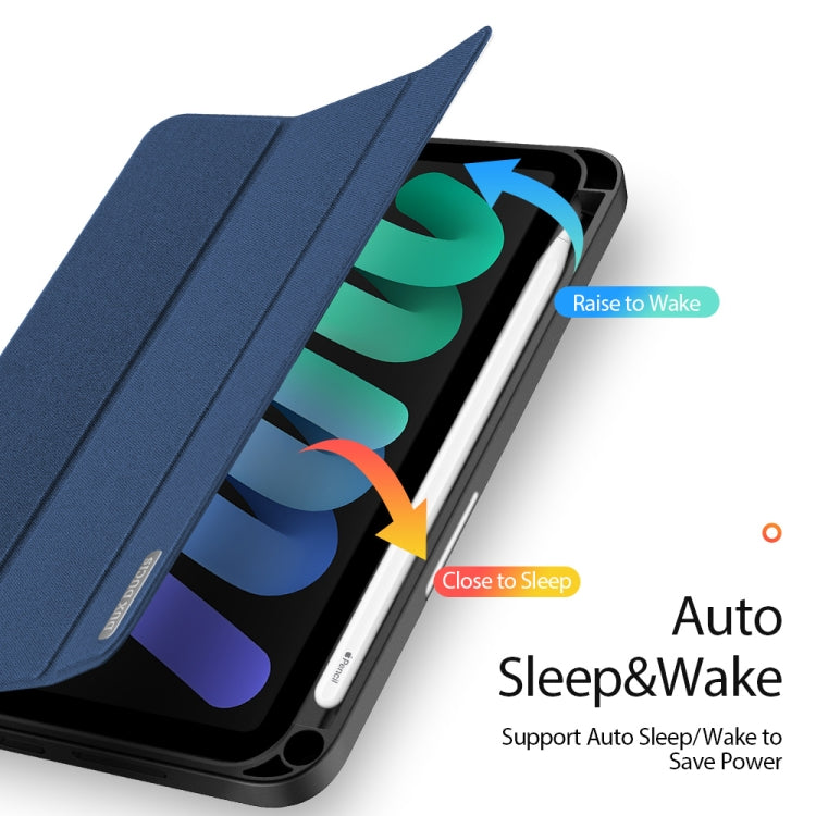 For iPad mini 7 / mini 6 DUX DUCIS Domo Series Horizontal Flip Magnetic TPU + PU Leather Tablet Case with Three-folding Holder & Pen Slot(Blue) - iPad mini 6 Cases by DUX DUCIS | Online Shopping South Africa | PMC TechLife | Buy Now Pay Later Mobicred