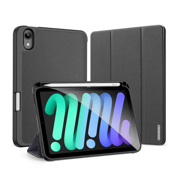For iPad mini 7 / mini 6 DUX DUCIS Domo Series Horizontal Flip Magnetic TPU + PU Leather Tablet Case with Three-folding Holder & Pen Slot(Black)