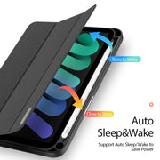 For iPad mini 7 / mini 6 DUX DUCIS Domo Series Horizontal Flip Magnetic TPU + PU Leather Tablet Case with Three-folding Holder & Pen Slot(Black)