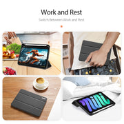 For iPad mini 7 / mini 6 DUX DUCIS Domo Series Horizontal Flip Magnetic TPU + PU Leather Tablet Case with Three-folding Holder & Pen Slot(Black)