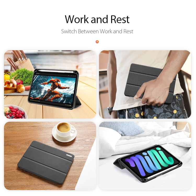 For iPad mini 7 / mini 6 DUX DUCIS Domo Series Horizontal Flip Magnetic TPU + PU Leather Tablet Case with Three-folding Holder & Pen Slot(Black)