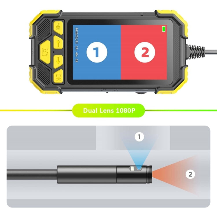 Y19 8mm Single Lens Hand-held Hard-wire Endoscope with 4.3-inch IPS Color LCD Screen, Cable Length:5m(Yellow)