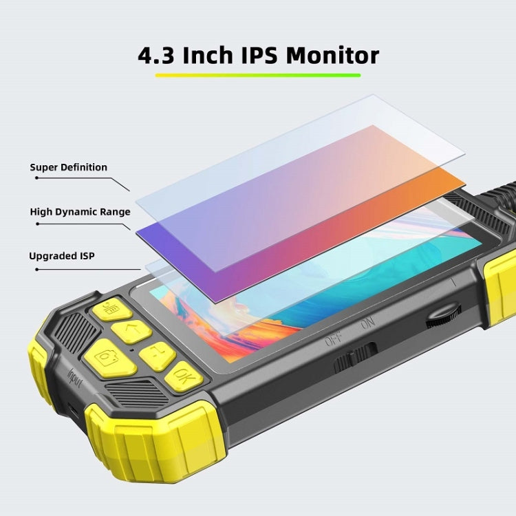 Y19 8mm Single Lens Hand-held Hard-wire Endoscope with 4.3-inch IPS Color LCD Screen, Cable Length:10m(Yellow)