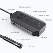 Y17 5MP 7.9mm Dual-lens HD Autofocus WiFi Industrial Digital Endoscope Zoomable Snake Camera, Cable Length:5m Hard Cable(Black)