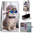 For Nokia G20 / G10 / 6.3 Coloured Drawing Cross Texture Horizontal Flip PU Leather Case with Holder & Card Slots & Wallet & Lanyard(Slant Hat Blue Mirror Cat) - Nokia Cases by PMC TechLife | Online Shopping South Africa | PMC TechLife | Buy Now Pay Later Mobicred