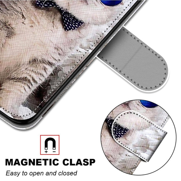 For Nokia G20 / G10 / 6.3 Coloured Drawing Cross Texture Horizontal Flip PU Leather Case with Holder & Card Slots & Wallet & Lanyard(Slant Hat Blue Mirror Cat)