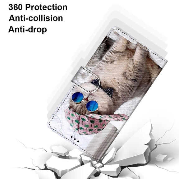 For Nokia G20 / G10 / 6.3 Coloured Drawing Cross Texture Horizontal Flip PU Leather Case with Holder & Card Slots & Wallet & Lanyard(Slant Hat Blue Mirror Cat)