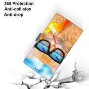 For OPPO A54 5G / A74 5G / A93 5G / A93s 5G Coloured Drawing Cross Texture Horizontal Flip PU Leather Case with Holder & Card Slots & Wallet & Lanyard(Cat Drinking Soda)