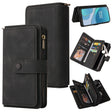 For OnePlus 9 Skin Feel PU + TPU Horizontal Flip Leather Case With Holder & 15 Cards Slot & Wallet & Zipper Pocket & Lanyard(Black) - OnePlus Cases by PMC TechLife | Online Shopping South Africa | PMC TechLife | Buy Now Pay Later Mobicred