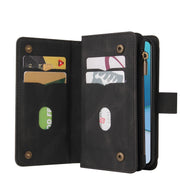 For OnePlus 9 Skin Feel PU + TPU Horizontal Flip Leather Case With Holder & 15 Cards Slot & Wallet & Zipper Pocket & Lanyard(Black)